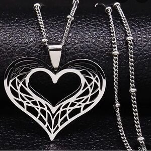 Gunmetal Silver Heart Necklace